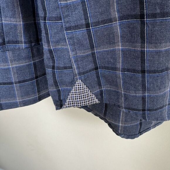 BLU by Polifroni Shirt Men Large Blue Black Check Long Sleeve Collared Button Up - Picture 5 of 9